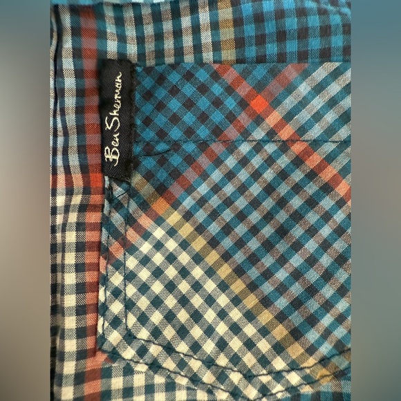 Ben Sherman Toddler Button Up Shirt Plaid Blue Turquoise Red Orange Size 3T - Picture 7 of 8
